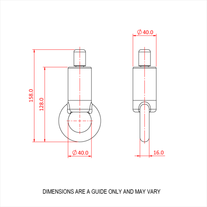 Doughty 80SV III with Ring - Technical drawing, tow bar, detailed dimensions, precise measurements. - imagen 2