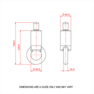 Doughty 80SV III with Ring - Technical drawing, tow bar, detailed dimensions, precise measurements. - imagen 2