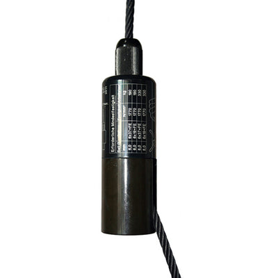 Doughty 80SV III ZW M12 Female - Cable tension tester with measurement chart and black handle.