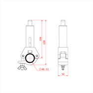 Doughty 80SV II ZW with Clamp - Adjustable pole mount clamp dimensions diagram. - imagen 4
