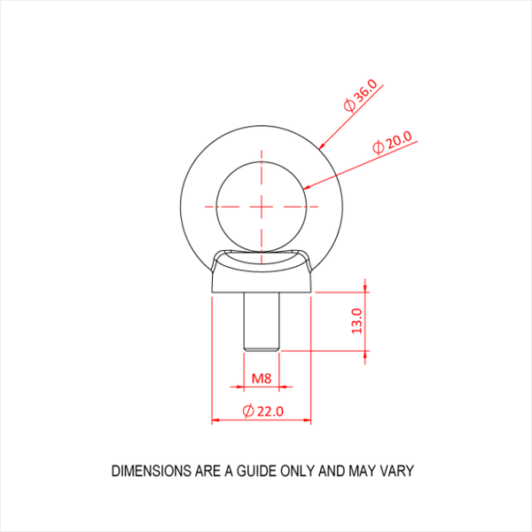 Doughty M8 Eye Bolts – A Steel Eye with male thread and zinc plated finish. SWL: 140kg or 150kg. Option with Larger Eye is available. – Now available at MTN Shop UK.