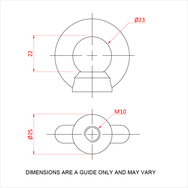 Doughty Engineering - Doughty M10 Eye Nuts -Technical drawings of a circular object with dimensions indicated in red. T42200 - imagen 2