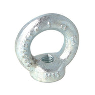 Doughty Engineering - Doughty M12 Eye Nuts - The image shows a metallic lifting eye bolt with a circular loop on top and a threaded hole at the base. The surface is slightly textured and marked with "M12", indicating its metric size. It is used in heavy-duty lifting applications to attach ropes or cables. - T42300 - imagen 19