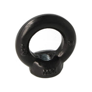 Doughty Engineering - Doughty M12 Eye Nuts, black metal eye bolt with a circular loop and threaded base. The eye bolt is designed for lifting and securing applications.