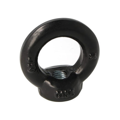 Doughty Engineering - Doughty M12 Eye Nuts, black metal eye bolt with a circular loop and threaded base. The eye bolt is designed for lifting and securing applications.