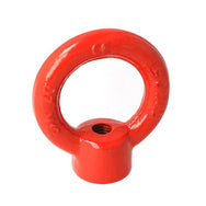Doughty Engineering - Doughty M12 Eye Nuts - A red metal eye nut with a circular loop and a threaded hole in the base, commonly used for lifting and rigging applications. - T42300 - imagen 2