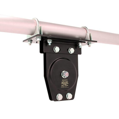 Doughty Parallel Tube Bracket - Heavy-duty sliding door track hardware, black steel.