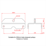 Doughty Heavy Duty Awning Profiles - Pulley bracket dimensions for 200mm triple sheaved pulleys. - imagen 18