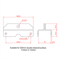 Doughty Heavy Duty Awning Profiles - Pulley bracket dimensions for 200mm double-sheaved pulleys. - imagen 16