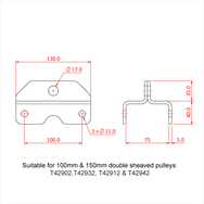 Doughty Heavy Duty Awning Profiles - Double sheave pulley connector dimensions, 100mm and 150mm. - imagen 36