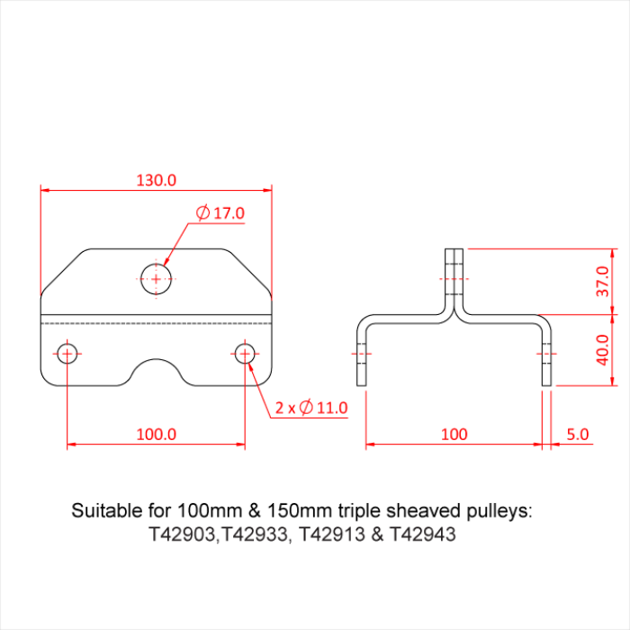 Doughty Heavy Duty Awning Profiles - Pulley bracket diagram with detailed dimensions. - imagen 32