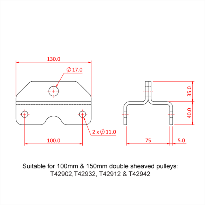 Doughty Heavy Duty Awning Profiles - Pulley bracket dimensions for double sheaved pulleys. - imagen 23