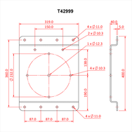 Doughty Heavy Duty Pulley-Wall Mounting Plates - Technical metal sheet dimensions and specifications drawing. - imagen 4