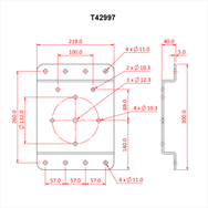 Doughty Heavy Duty Pulley-Wall Mounting Plates - Mounting bracket technical drawing with dimensions and specifications. - imagen 2