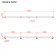 Doughty Tee Bars - Metal mounting bracket dimensions, holes, and attachment points detailed. - imagen 11