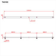 Doughty Tee Bars - Steel mounting rail, dimensions 1250x35x16mm, with M10 bolts. - imagen 12