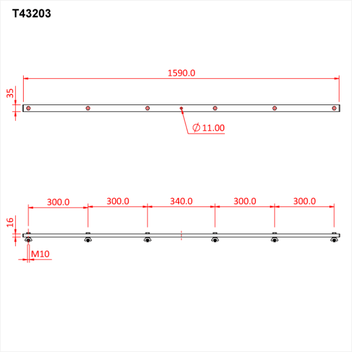 Doughty Tee Bars - Metal mounting bracket diagram with precise measurements. - imagen 17
