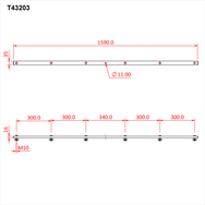 Doughty Tee Bars - Metal mounting bracket diagram with precise measurements. - imagen 17