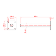 Doughty Wall Mounted Boom Arm - Wall support bracket with detailed dimensions. - imagen 2
