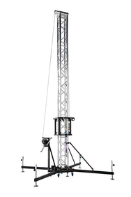 Kuzar K-10 truss tower lift modular truss towerlift fully erected showing steel base and outriggers - imagen 2