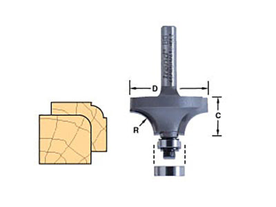 Trend  46/12 x 1/4 TCT Bearing Guided Ovolo & Round Over 4.8mm Radius