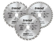 Trend  CraftPro Cordless Saw Blade 165 x 20mm x 24T/40T (Pack 3)