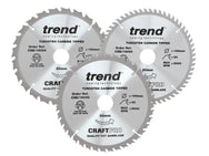 Trend  CraftPro Saw Blade 190 x 30mm x 24T/40T/60T (Pack 3)