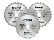 Trend  CraftPro Mitre Saw Blade 216 x 30mm x 24T/48T/60T (Pack 3)