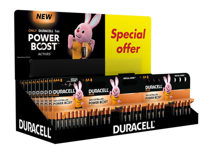 Duracell - Duracell Battery Counter Display (AA x 24 & AAA x 14) - Duracell Power Boost batteries display with special offer.