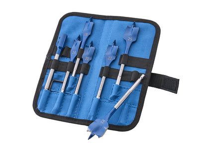 Bosch - Bosch 7 Piece Flat Bit Self Cut Speed Spade Set - Blue spade drill bit set with carrying case.
