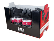 Scan - Scan PU Gloves (5 Pairs) - Black protective gloves with blue cuffs, safety markings. Pack of 16. - imagen 2