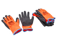 Scan - Scan Thermal Latex Dipped Gloves (3 Pairs) - Orange safety gloves with black textured palms.