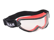 Scan - Safety Goggle With Anti-Fog - Clear safety goggles with red interior trim.