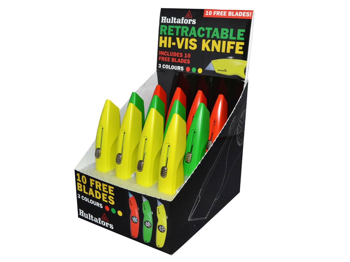 Hultafors - Hultafors Hi-Vis Trimming Knife - Colorful utility knives with spare blades, ergonomic design. Pack of 15. - imagen 2