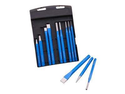 Faithfull - Faithfull 12 Piece Punch & Chisel Set - Blue chisel set with black storage case.