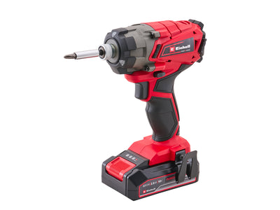 Einhell - Einhell 18V Impact Driver Kit with 1 x 2.5Ah Li-ion Battery - Red cordless impact driver with lithium battery pack.