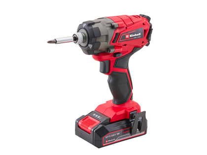 Einhell - Einhell 18V Impact Driver Kit with 1 x 2.5Ah Li-ion Battery - Red cordless impact driver with lithium battery pack.