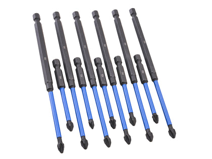Faithfull - Faithfull 12 Piece Impact Screwdriver Bit Set - Blue and black magnetic screwdriver bit set system.