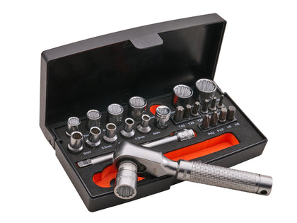 Bahco - Bahco Special Edition 1/4in Socket Set - Ratchet wrench set with socket and bit attachments.