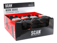 Scan - Scan Work Socks Triple Pack - Black sports socks with red and grey accents. Pack of 16. - imagen 2