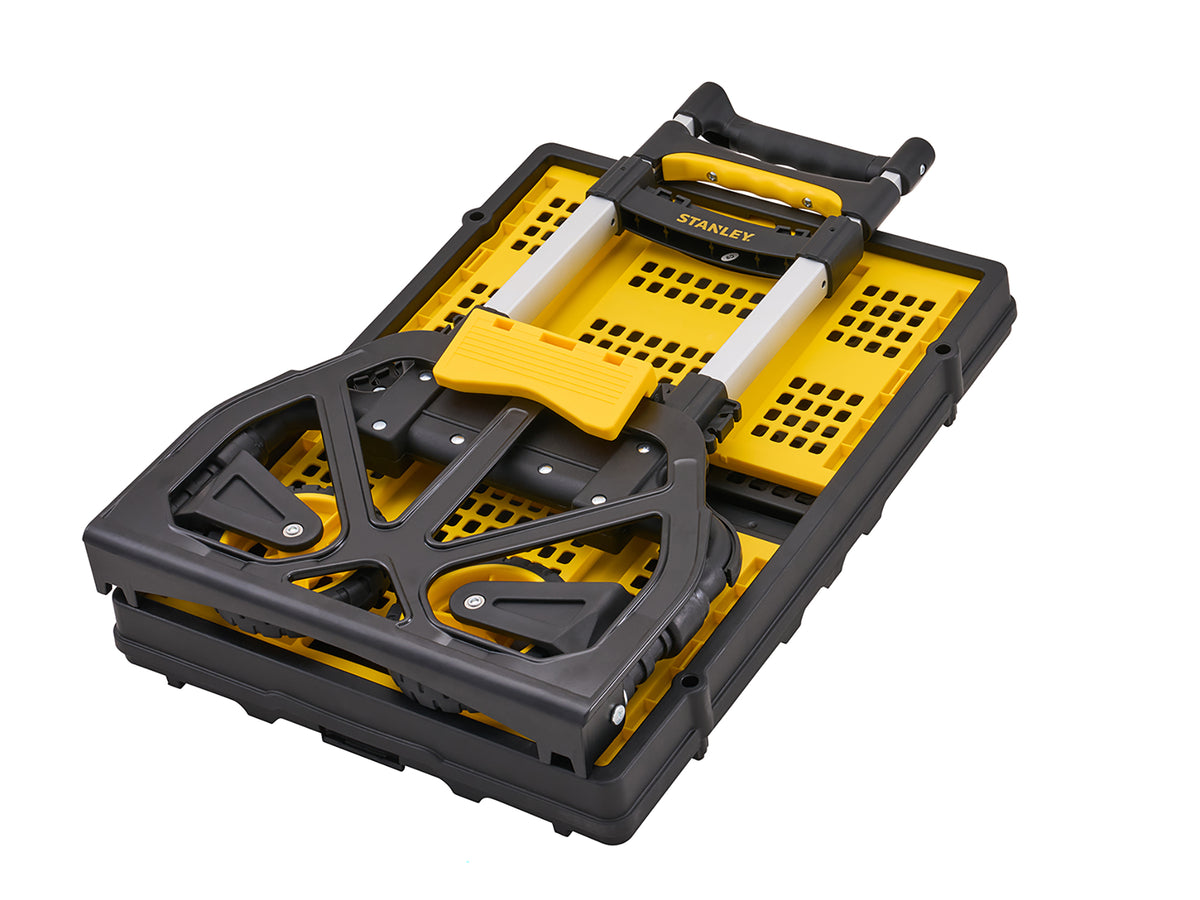 Stanley - Stanley Folding Hand Truck/Trolley with Basket - Foldable yellow and black utility cart with handle. - imagen 2
