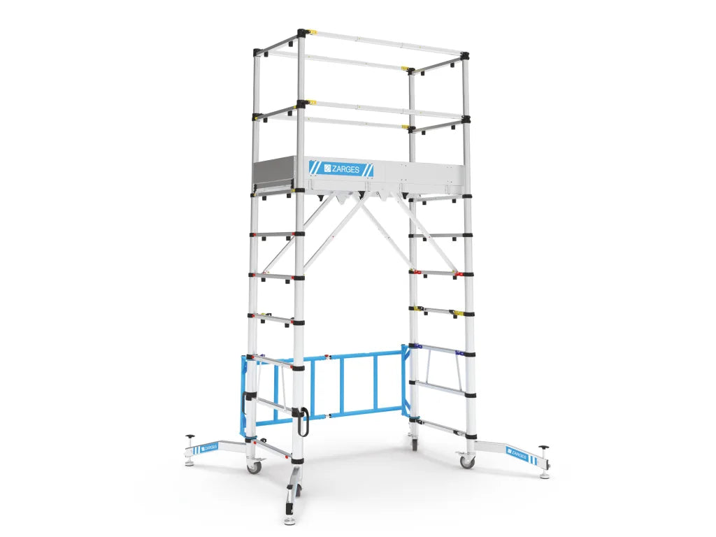 Zarges - Zarges TT002 Teletower Aluminium Telescopic Scaffold Tower with Toeboards - Aluminum mobile scaffolding tower with stabilizer wheels. - imagen 5