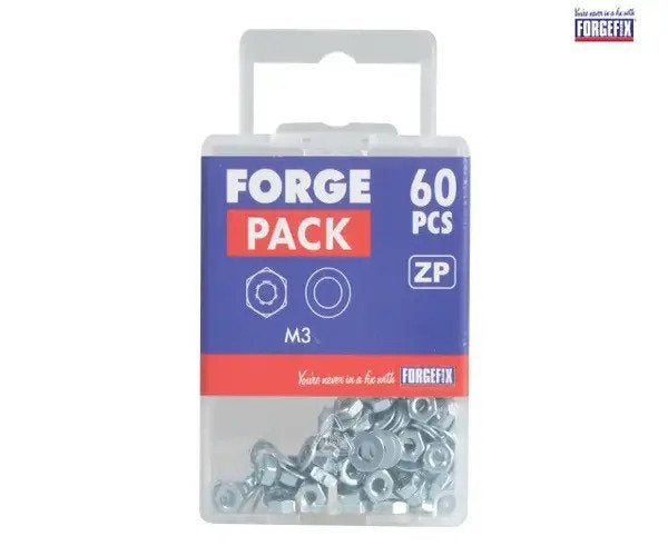 ForgeFix Hexagonal Nuts & Washers ZP M3 ForgePack 60 - imagen 3