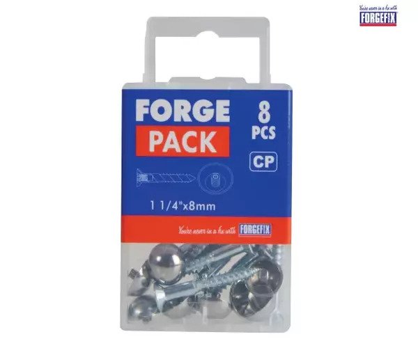 ForgeFix Mirror Screw Chrome Domed Top Slotted ZP 1.1/4in x 8 Forge Pack 8 - imagen 2