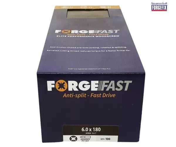 ForgeFix ForgeFast Pozi Compatible Elite Performance Wood Screw ZY 6.0 x 180mm Box 100 - imagen 2