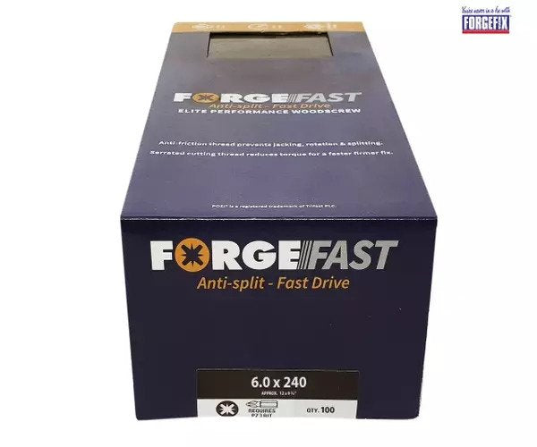 ForgeFix ForgeFast Pozi Compatible Elite Performance Wood Screw ZY 6.0 x 240mm Box 100 - imagen 2