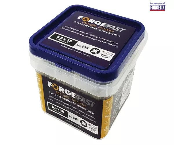 ForgeFix ForgeFast Pozi Compatible Elite Performance Wood Screw ZY 5.0 x 50mm Tub 600 - imagen 3
