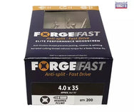ForgeFix ForgeFast Pozi Compatible Elite Performance Wood Screw ZY 4.0 x 35mm Box 200 - imagen 2