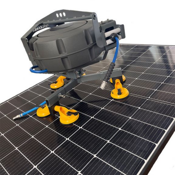 Tool on a solar panel with a white background