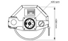 Technical drawing of a mechanical component with dimensions labeled